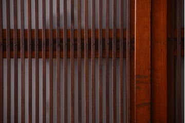 和製アンティーク　裏ガラス入り!すりガラス帯の格子戸4枚セット