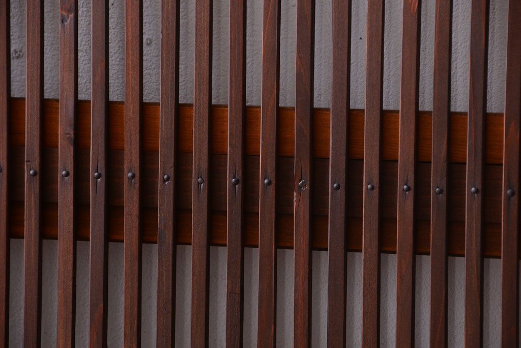 和製アンティーク　裏ガラス入り!すりガラス帯の格子戸4枚セット