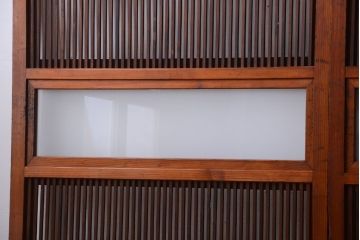 和製アンティーク　裏ガラス入り!すりガラス帯の格子戸4枚セット