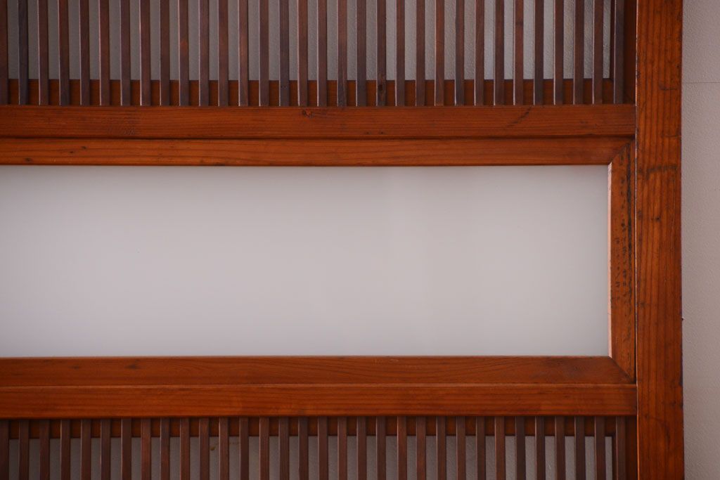 和製アンティーク　裏ガラス入り!すりガラス帯の格子戸4枚セット