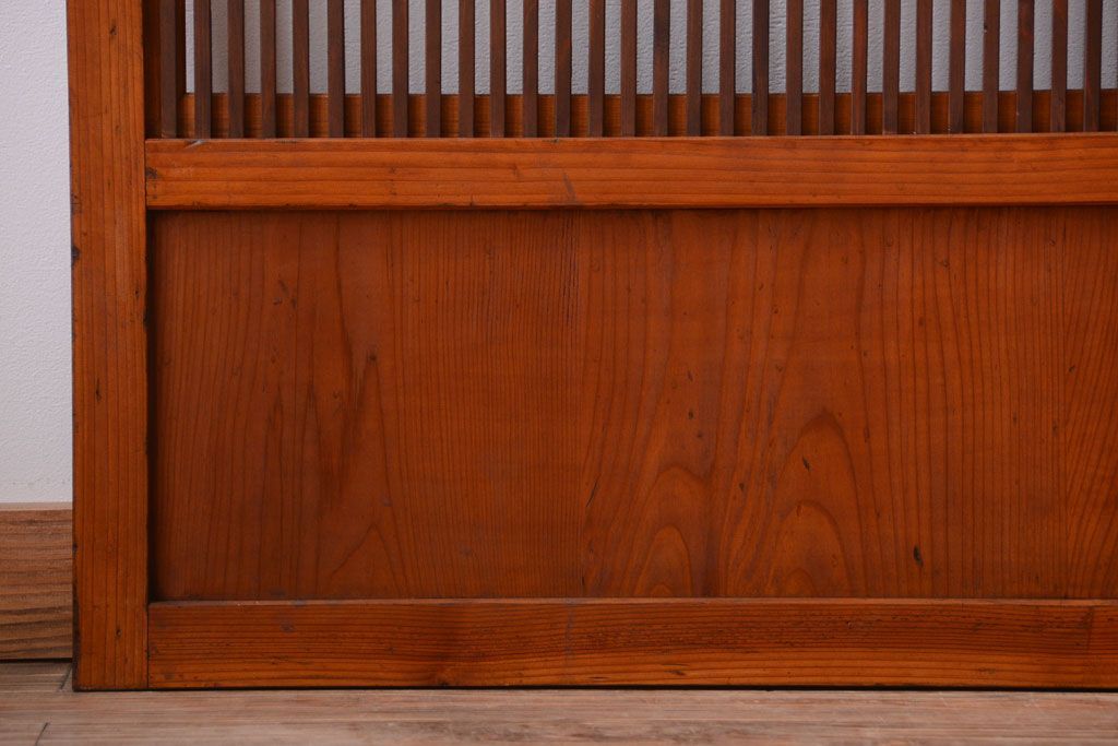 和製アンティーク　裏ガラス入り!すりガラス帯の格子戸4枚セット