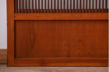 和製アンティーク　裏ガラス入り!すりガラス帯の格子戸4枚セット