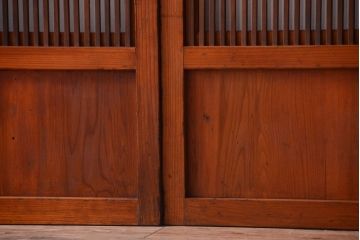 和製アンティーク　裏ガラス入り!すりガラス帯の格子戸4枚セット