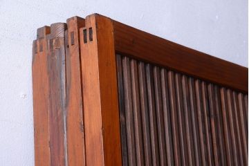 和製アンティーク　裏ガラス入り!すりガラス帯の格子戸4枚セット