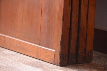 和製アンティーク　裏ガラス入り!すりガラス帯の格子戸4枚セット