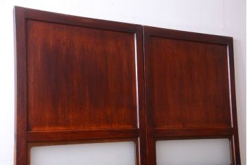 和製アンティーク　古いダイヤガラス帯の引き戸2枚セット(ガラス帯戸)