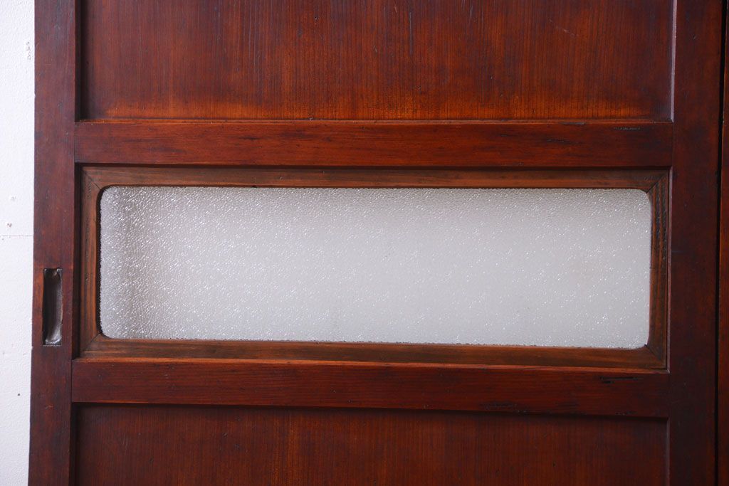 和製アンティーク　古いダイヤガラス帯の引き戸2枚セット(ガラス帯戸)