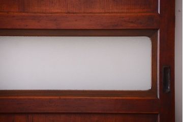 和製アンティーク　古いダイヤガラス帯の引き戸2枚セット(ガラス帯戸)