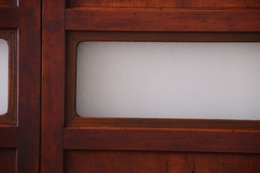 和製アンティーク　古いダイヤガラス帯の引き戸2枚セット(ガラス帯戸)