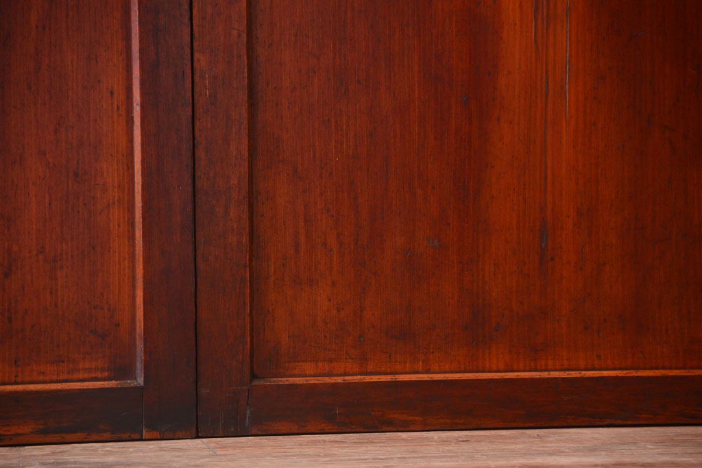 和製アンティーク　古いダイヤガラス帯の引き戸2枚セット(ガラス帯戸)