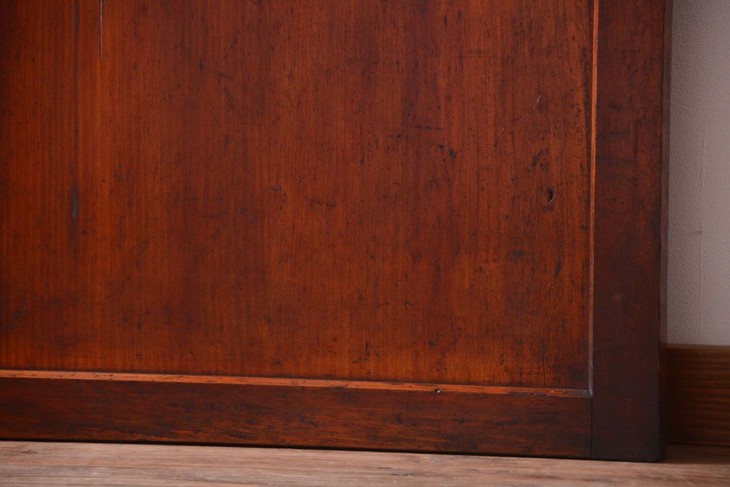 和製アンティーク　古いダイヤガラス帯の引き戸2枚セット(ガラス帯戸)