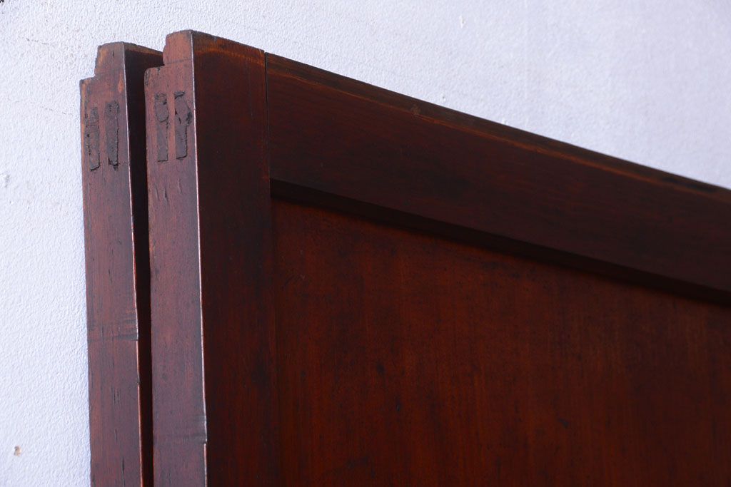 和製アンティーク　古いダイヤガラス帯の引き戸2枚セット(ガラス帯戸)