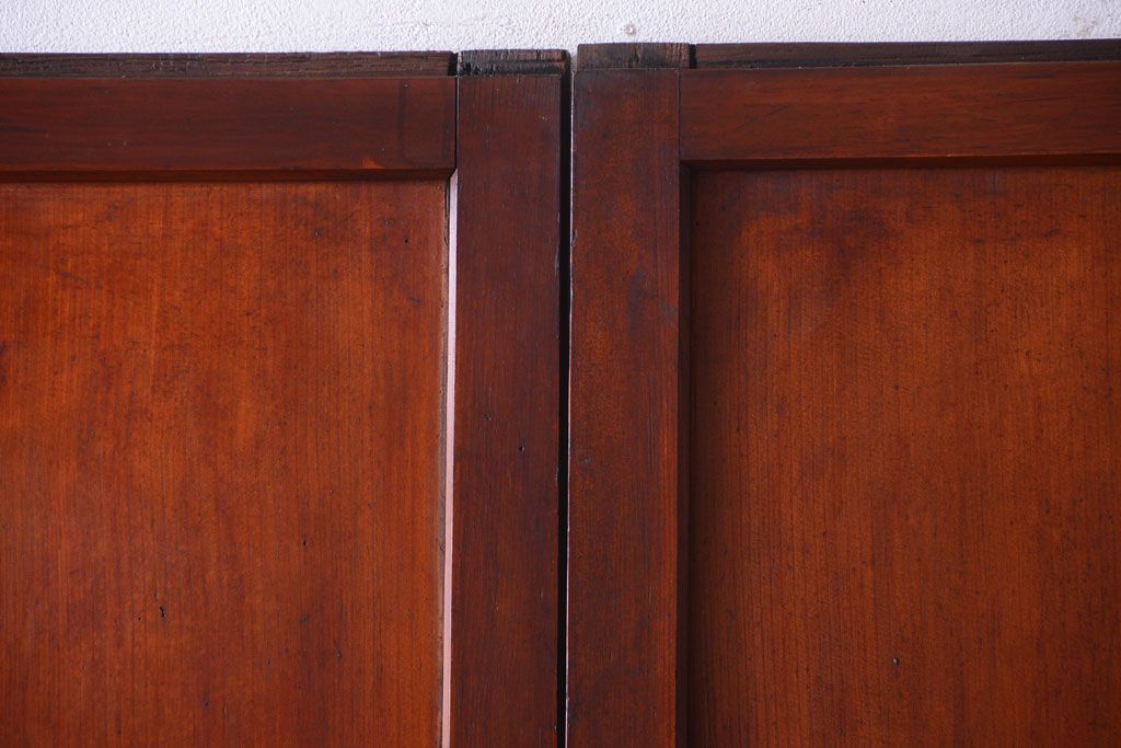 和製アンティーク　古いダイヤガラス帯の引き戸2枚セット(ガラス帯戸)