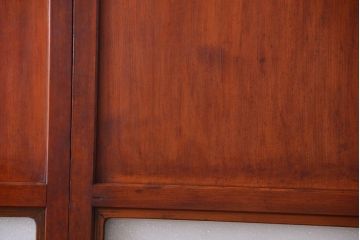 和製アンティーク　古いダイヤガラス帯の引き戸2枚セット(ガラス帯戸)