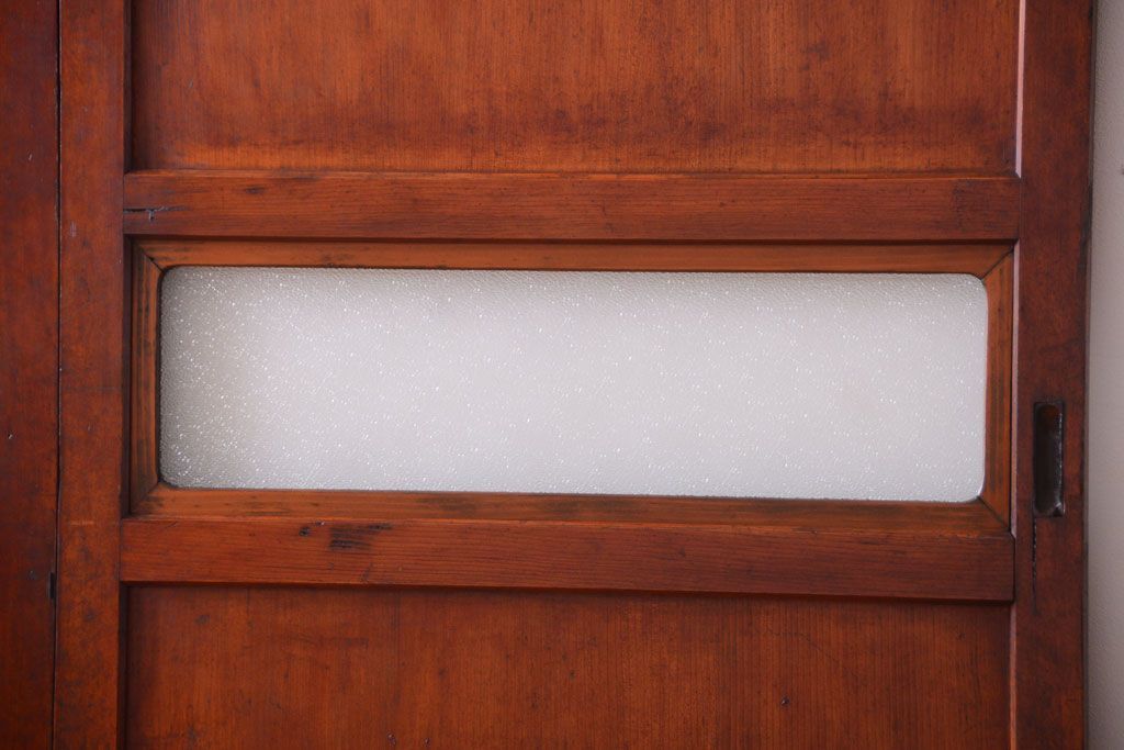 和製アンティーク　古いダイヤガラス帯の引き戸2枚セット(ガラス帯戸)