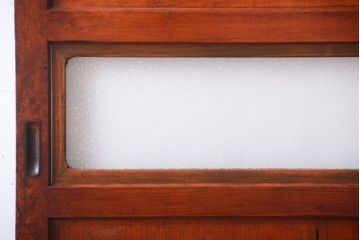 和製アンティーク　古いダイヤガラス帯の引き戸2枚セット(ガラス帯戸)