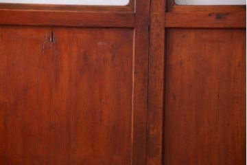 和製アンティーク　古いダイヤガラス帯の引き戸2枚セット(ガラス帯戸)