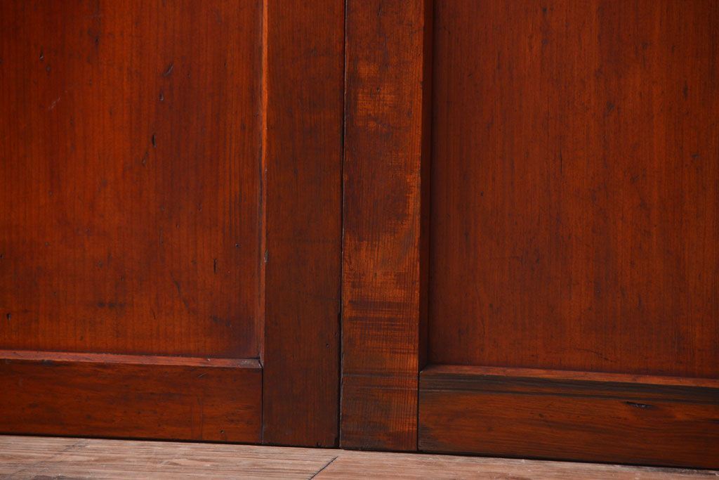 和製アンティーク　古いダイヤガラス帯の引き戸2枚セット(ガラス帯戸)