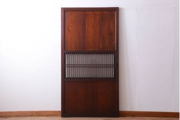 古民具・骨董　裏結霜ガラス入り!古い木の格子ガラス帯戸