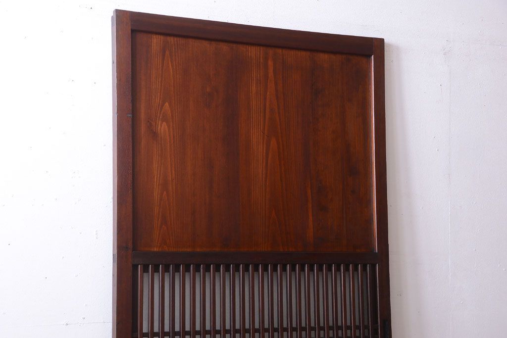 古民具・骨董　裏結霜ガラス入り!古い木の格子ガラス帯戸