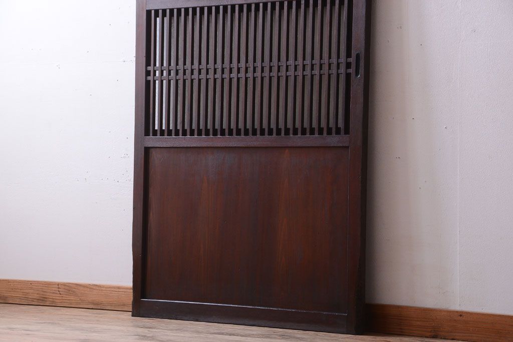 古民具・骨董　裏結霜ガラス入り!古い木の格子ガラス帯戸