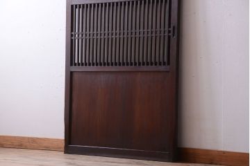 古民具・骨董　裏結霜ガラス入り!古い木の格子ガラス帯戸