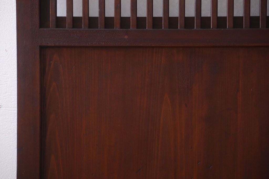 古民具・骨董　裏結霜ガラス入り!古い木の格子ガラス帯戸