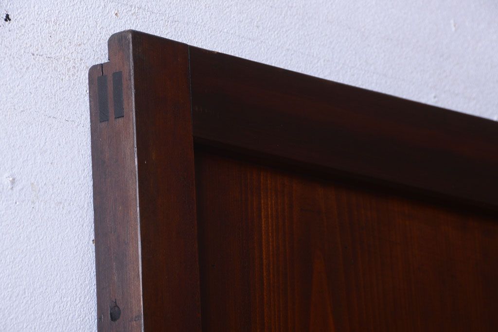 古民具・骨董　裏結霜ガラス入り!古い木の格子ガラス帯戸