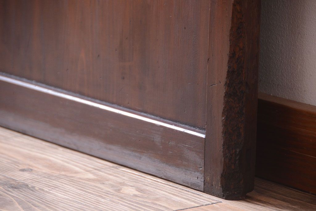 古民具・骨董　裏結霜ガラス入り!古い木の格子ガラス帯戸