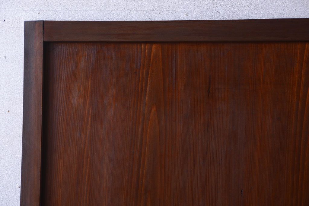 古民具・骨董　裏結霜ガラス入り!古い木の格子ガラス帯戸2枚セット(2)