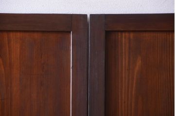 古民具・骨董　裏結霜ガラス入り!古い木の格子ガラス帯戸2枚セット(2)