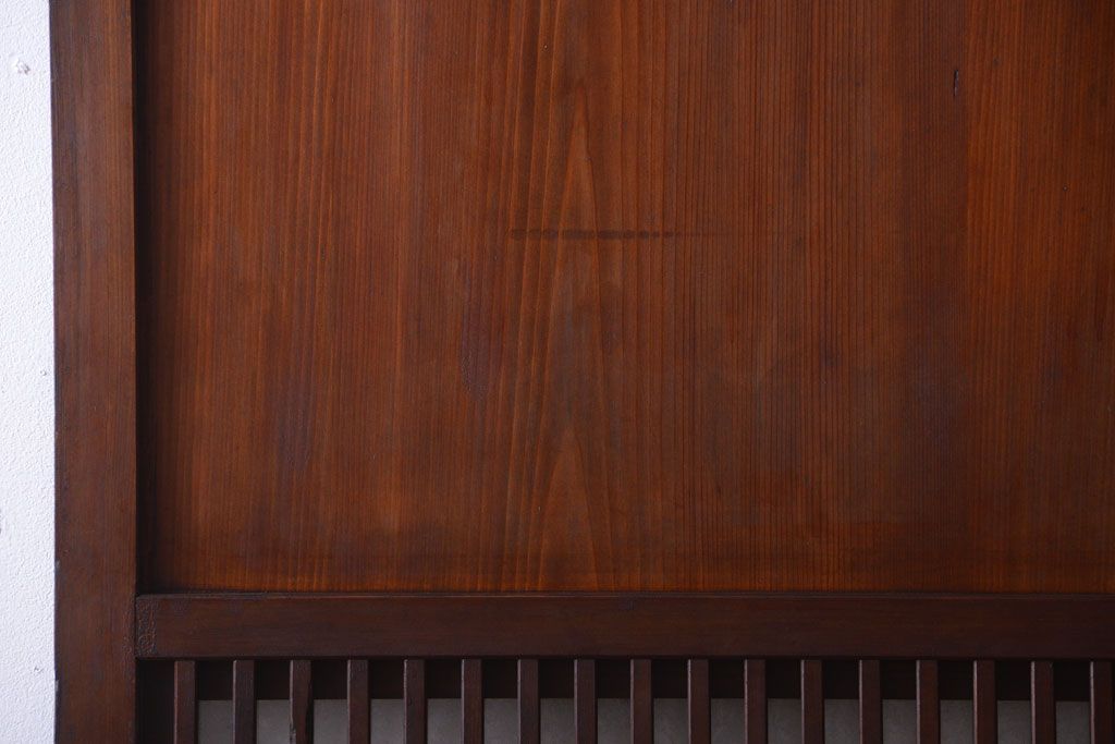 古民具・骨董　裏結霜ガラス入り!古い木の格子ガラス帯戸2枚セット(2)