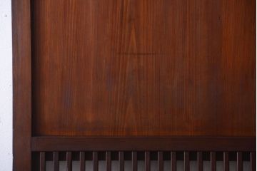 古民具・骨董　裏結霜ガラス入り!古い木の格子ガラス帯戸2枚セット(2)