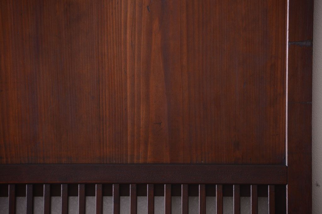 古民具・骨董　裏結霜ガラス入り!古い木の格子ガラス帯戸2枚セット(2)