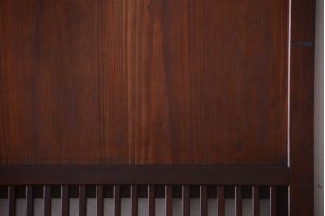 古民具・骨董　裏結霜ガラス入り!古い木の格子ガラス帯戸2枚セット(2)