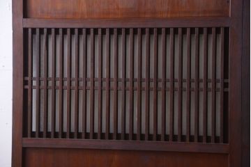 古民具・骨董　裏結霜ガラス入り!古い木の格子ガラス帯戸2枚セット(2)