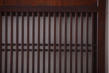 古民具・骨董　裏結霜ガラス入り!古い木の格子ガラス帯戸2枚セット(2)