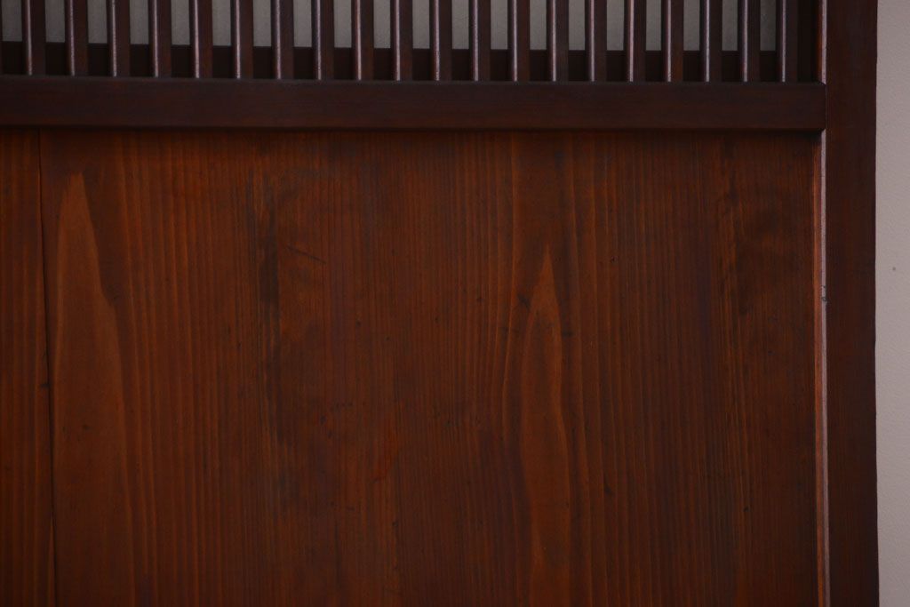 古民具・骨董　裏結霜ガラス入り!古い木の格子ガラス帯戸2枚セット(2)