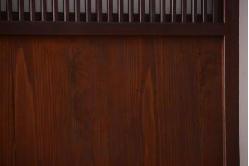 古民具・骨董　裏結霜ガラス入り!古い木の格子ガラス帯戸2枚セット(2)