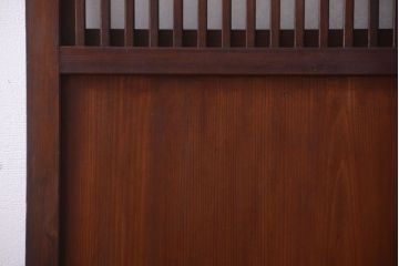 古民具・骨董　裏結霜ガラス入り!古い木の格子ガラス帯戸2枚セット(2)