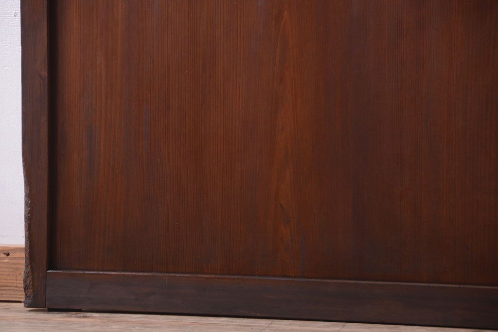 古民具・骨董　裏結霜ガラス入り!古い木の格子ガラス帯戸2枚セット(2)