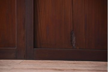 古民具・骨董　裏結霜ガラス入り!古い木の格子ガラス帯戸2枚セット(2)