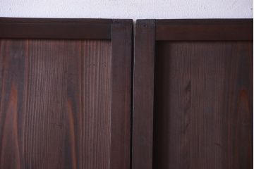 古民具・骨董　裏結霜ガラス入り!古い木の格子ガラス帯戸2枚セット(2)