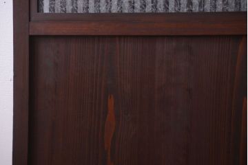 古民具・骨董　裏結霜ガラス入り!古い木の格子ガラス帯戸2枚セット(2)