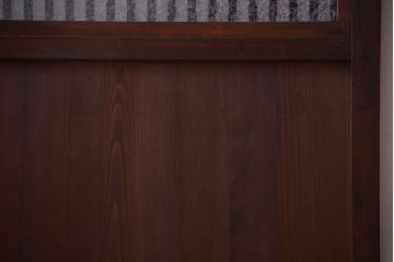 古民具・骨董　裏結霜ガラス入り!古い木の格子ガラス帯戸2枚セット(2)