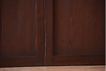 古民具・骨董　裏結霜ガラス入り!古い木の格子ガラス帯戸2枚セット(2)