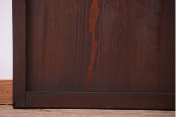 古民具・骨董　裏結霜ガラス入り!古い木の格子ガラス帯戸2枚セット(2)