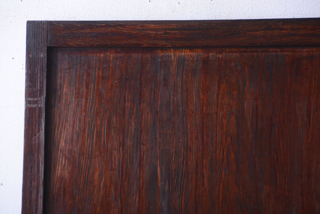 古民具・骨董　裏結霜ガラス入り!古い木の格子ガラス帯戸2枚セット(3)