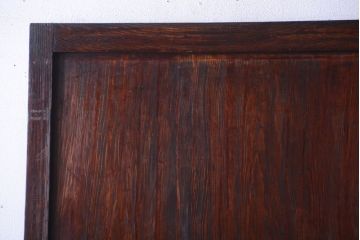 古民具・骨董　裏結霜ガラス入り!古い木の格子ガラス帯戸2枚セット(3)