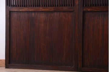 古民具・骨董　裏結霜ガラス入り!古い木の格子ガラス帯戸2枚セット(3)
